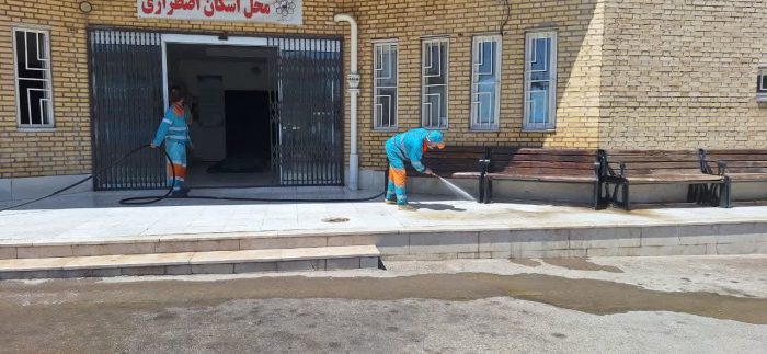 آماده سازی سالن ورزشی شهید مغنیه جهت اسکان مسافران و زائرین دهه پایانی صفر در منطقه ۸